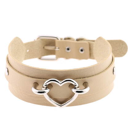 Cool Heart Peach Heart Double Layer Pu Leather Collar