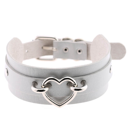Cool Heart Peach Heart Double Layer Pu Leather Collar
