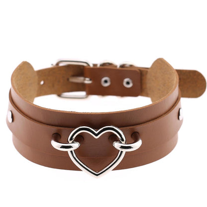 Cool Heart Peach Heart Double Layer Pu Leather Collar