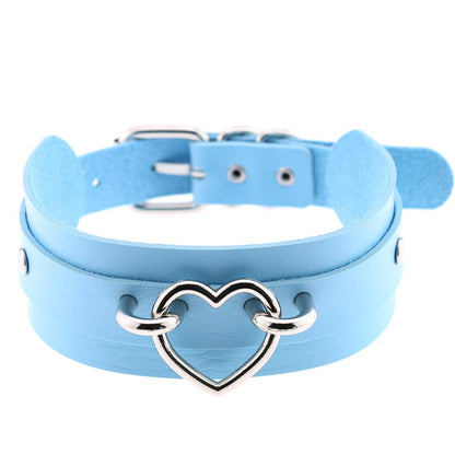 Cool Heart Peach Heart Double Layer Pu Leather Collar