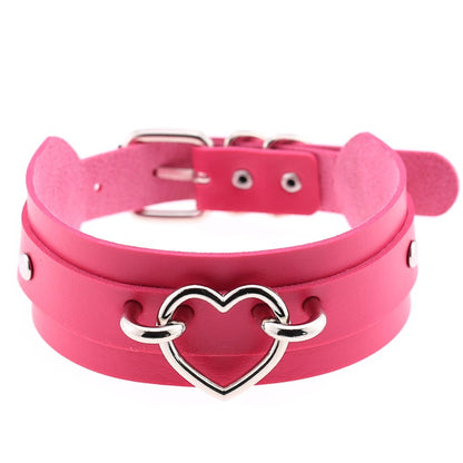 Cool Heart Peach Heart Double Layer Pu Leather Collar