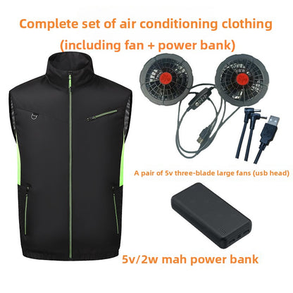 Cooling Fan Vest Air Conditioning Work Vest with Reflective Strips