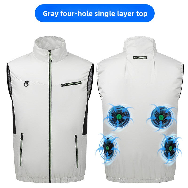 Cooling Fan Vest for Summer Outdoor Work Heat Protection