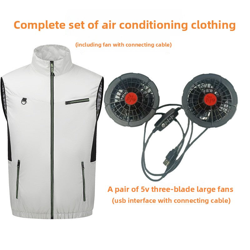 Cooling Fan Vest for Summer Outdoor Work Heat Protection