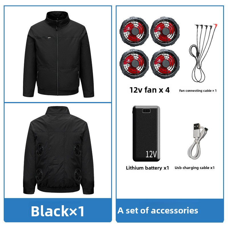 Cooling Fan Work Jacket with Battery Pack