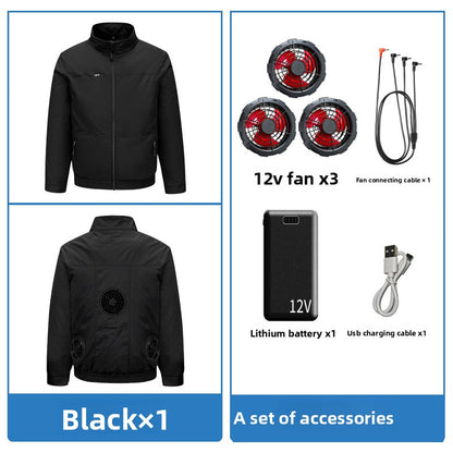Cooling Fan Work Jacket with Battery Pack
