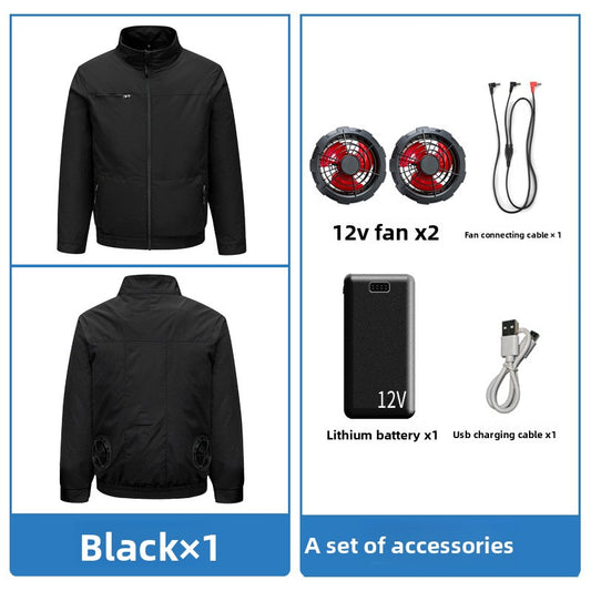 Cooling Fan Work Jacket with Battery Pack