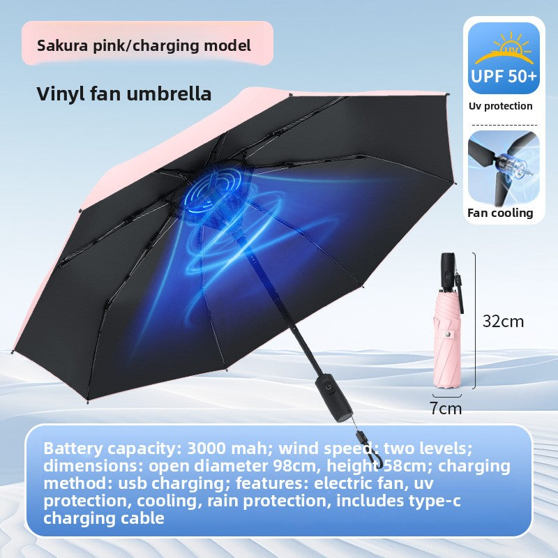 Cooling Umbrella with Fan and Mist Spray