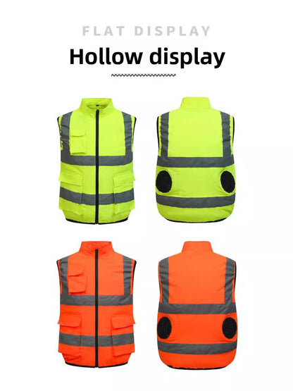 Cooling Vest with Reflective Strips and Built-in Fans