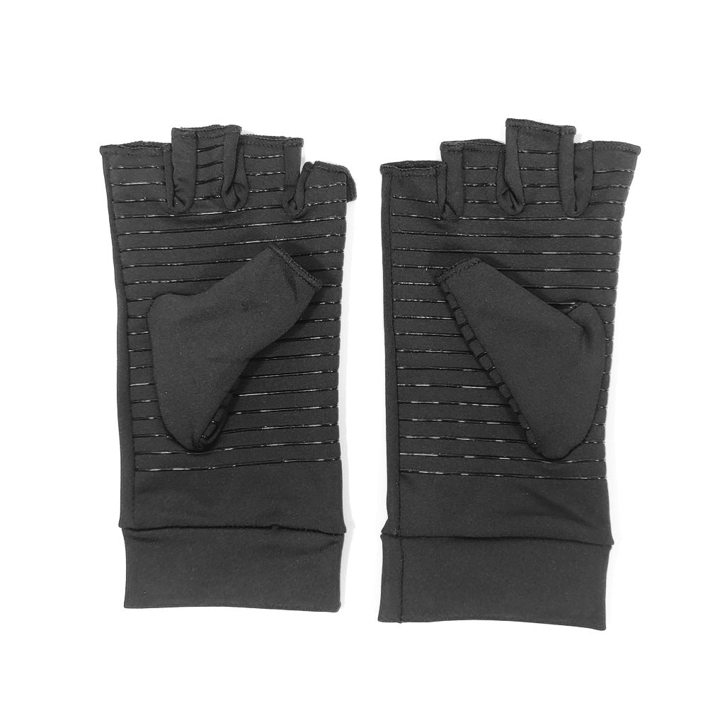 Copper Fiber Compression Gloves Half Finger Sports Training Non Slip