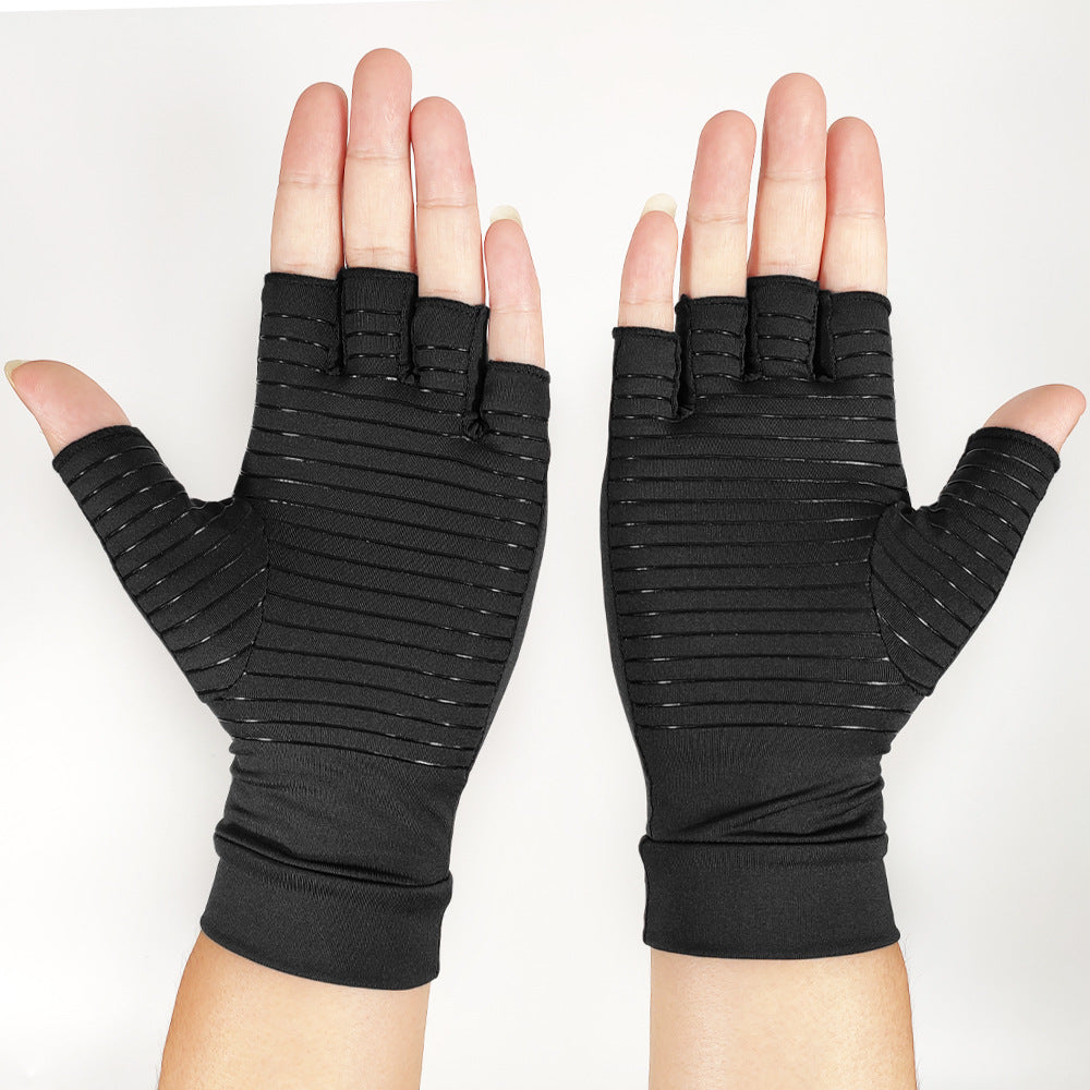 Copper Fiber Half Finger Compression Gloves