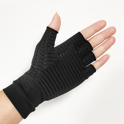 Copper Fiber Half Finger Compression Gloves