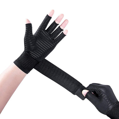 copper fiber pressure gloves half finger men's and women's straps sports fitness cycling non-slip cycling care gloves