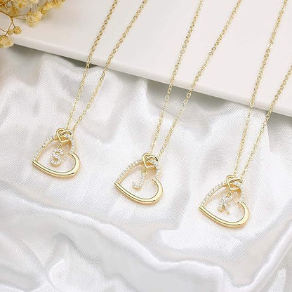 Copper Zircon Letter Pendant Necklace