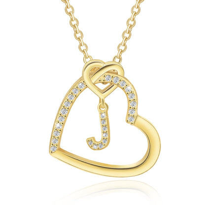 Copper Zircon Letter Pendant Necklace