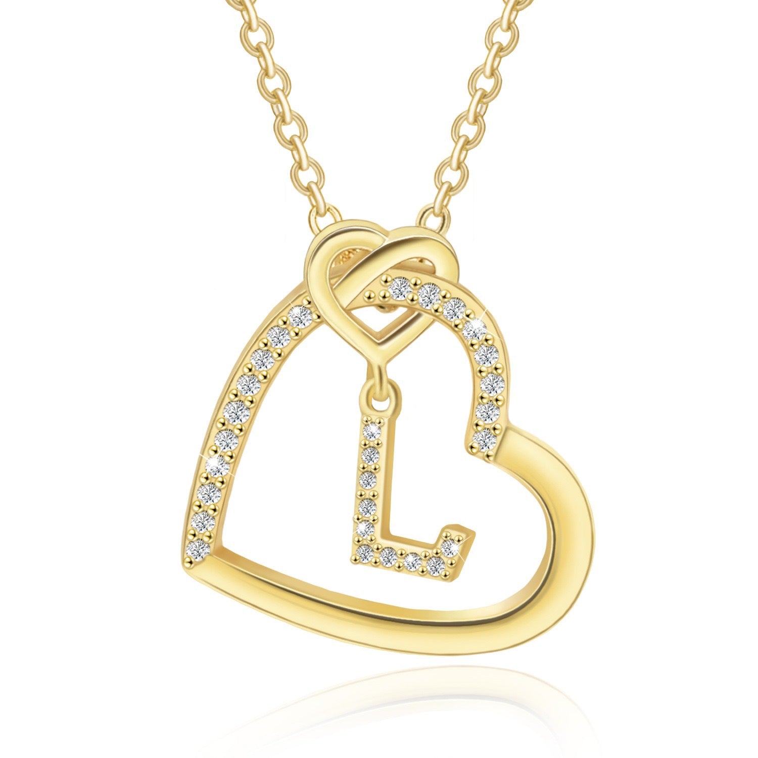 Copper Zircon Letter Pendant Necklace
