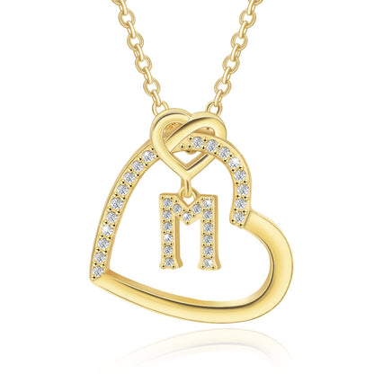 Copper Zircon Letter Pendant Necklace