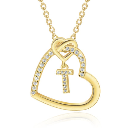 Copper Zircon Letter Pendant Necklace