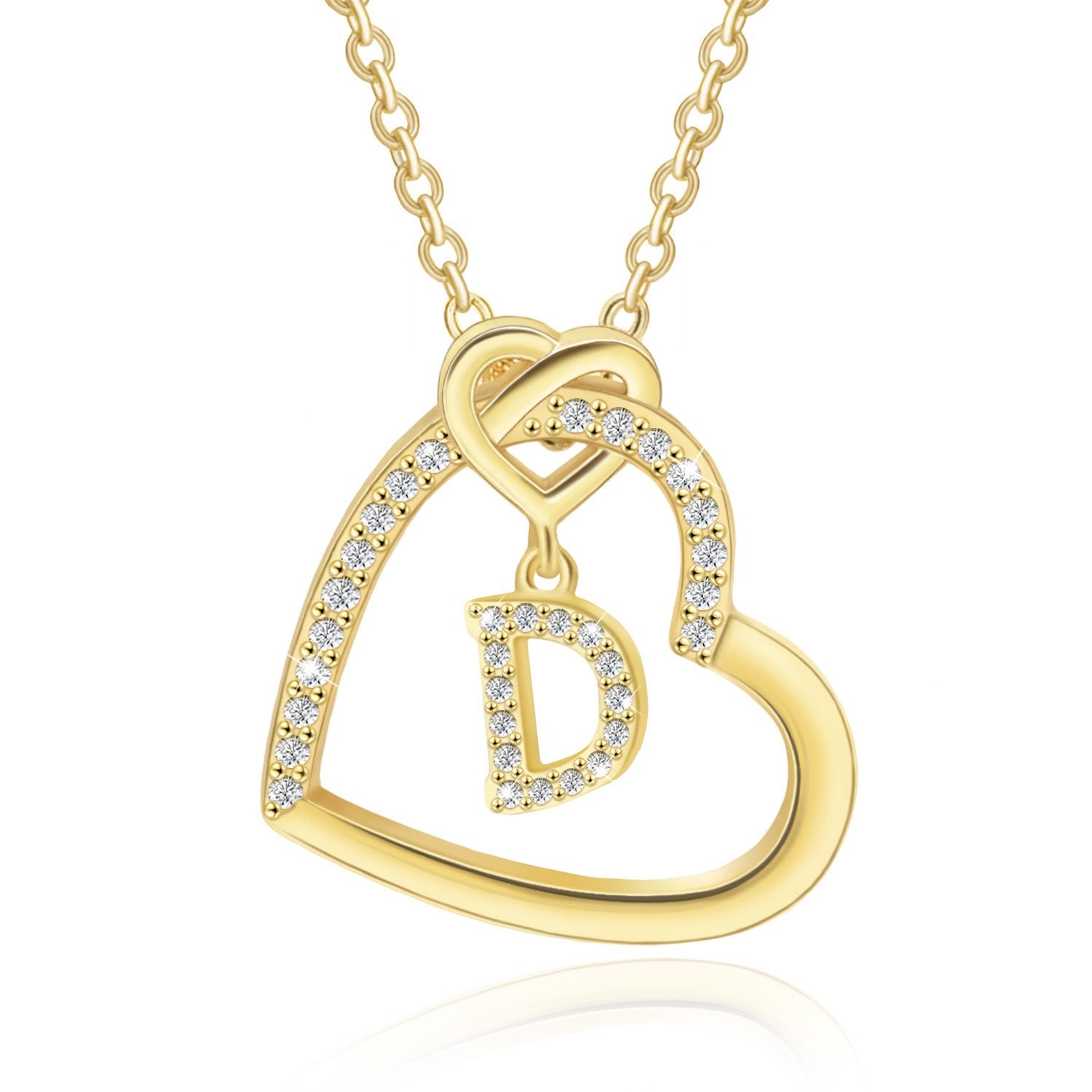 Copper Zircon Letter Pendant Necklace