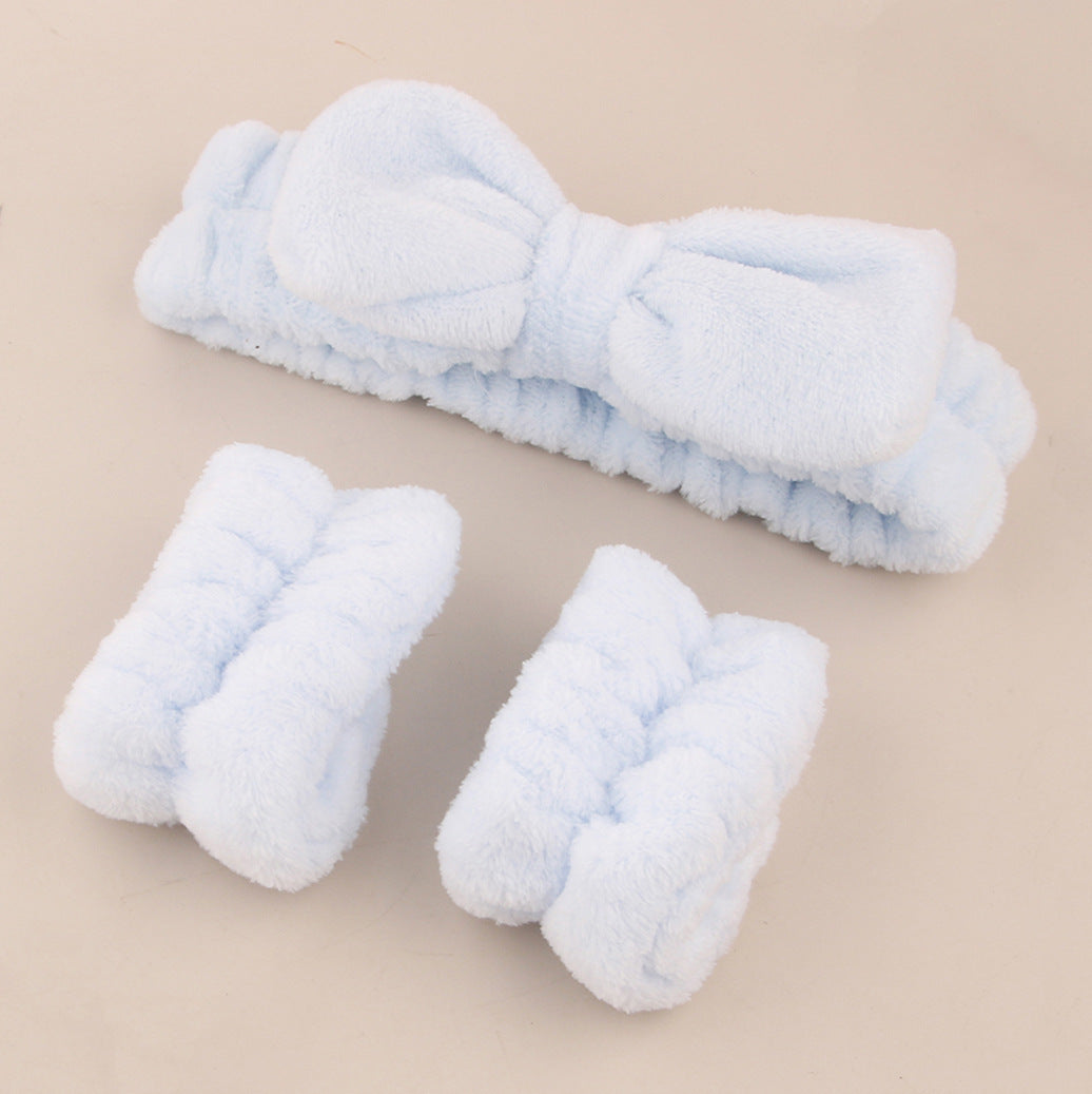 Coral Fleece Absorbent Headband and Wristband Set