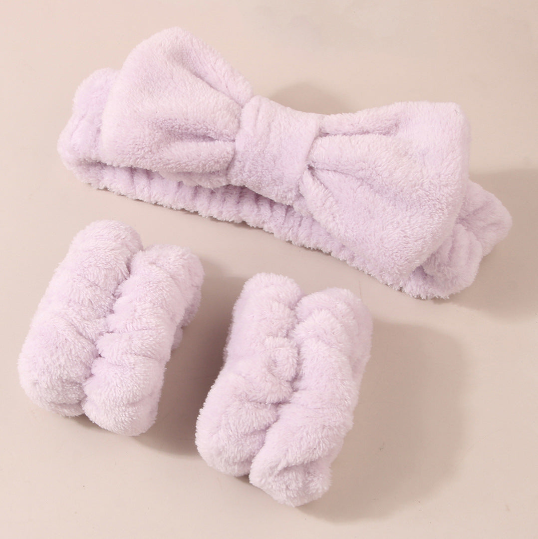 Coral Fleece Absorbent Headband and Wristband Set