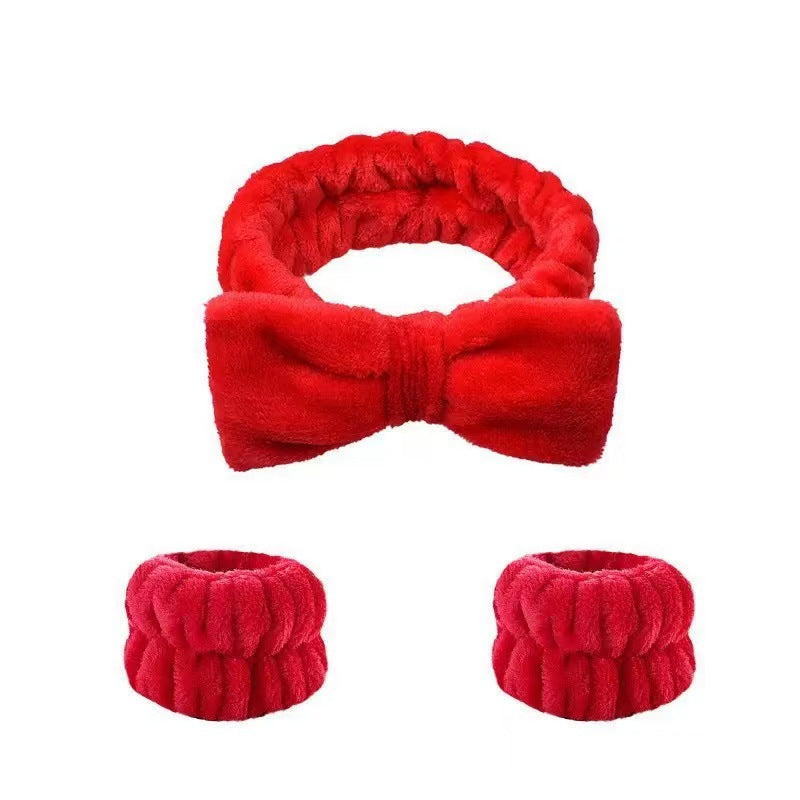 Coral Fleece Absorbent Headband and Wristband Set
