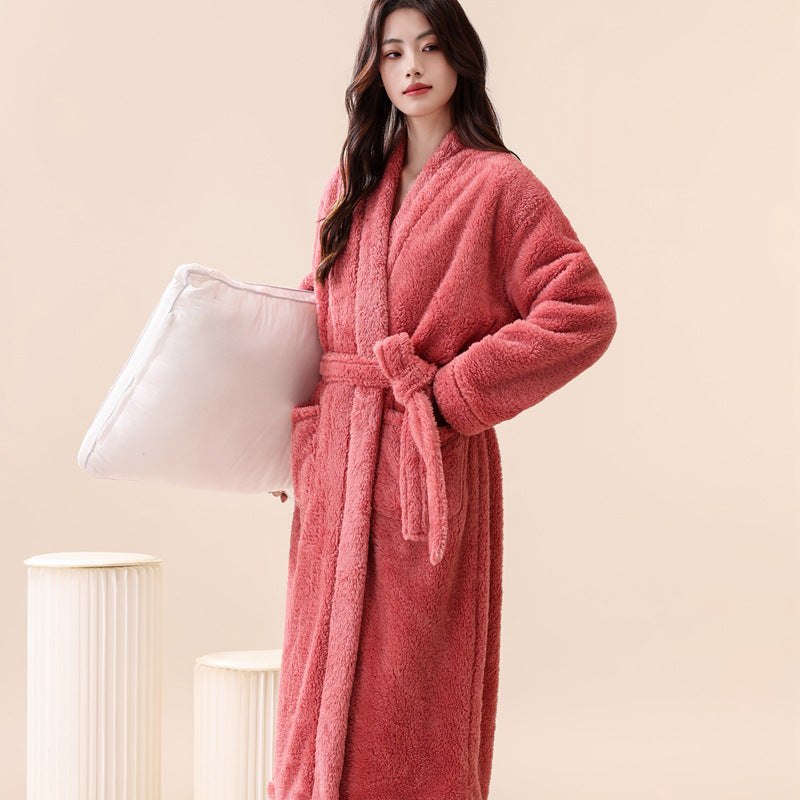 Coral Fleece Bathrobe for Women and Men