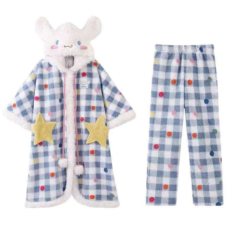 Coral Fleece Hooded Pajamas Nightgown Home Wear