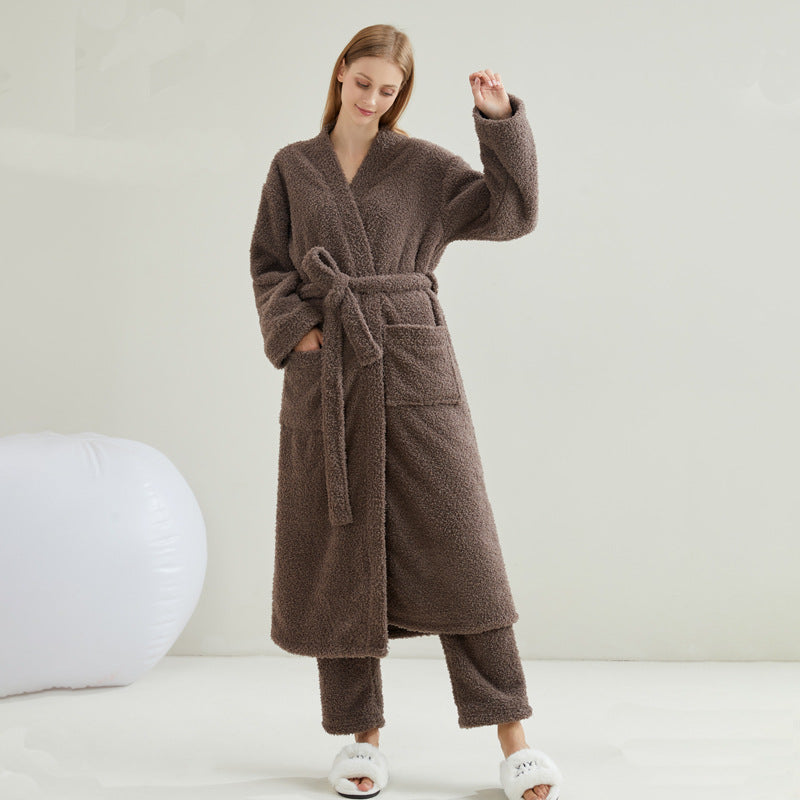 Coral Fleece Long Nightgown for Men and Women