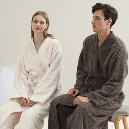 Coral Fleece Long Nightgown for Men and Women