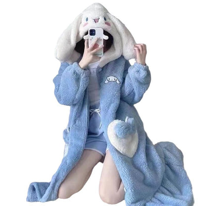 Coral Fleece Pajamas Set Cartoon Print Home Sleepwear