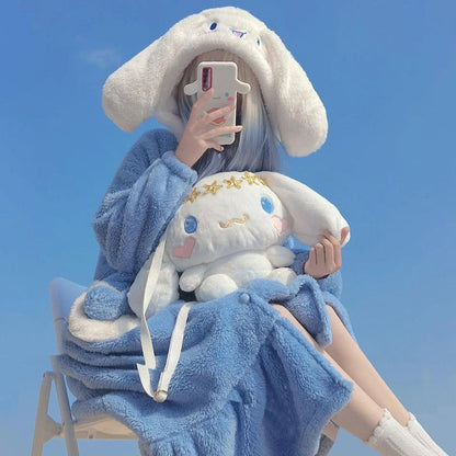 Coral Fleece Pajamas Set Cartoon Print Home Sleepwear
