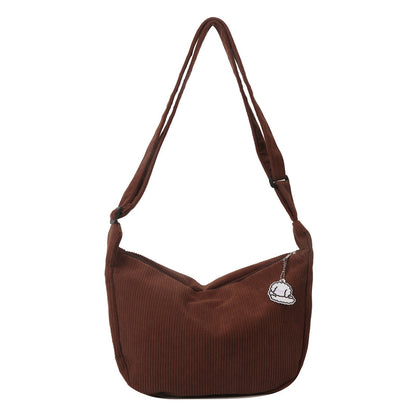 Corduroy casual, versatile Japanese artistic single-shoulder crossbody bag