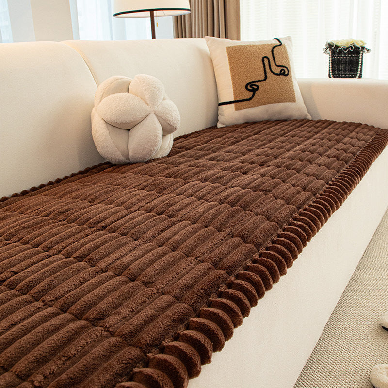 Corduroy Sofa Cushion Cover Plush Seat Pad