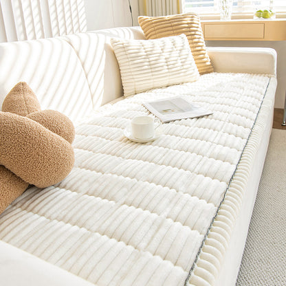 Corduroy Sofa Cushion Cover Plush Seat Pad