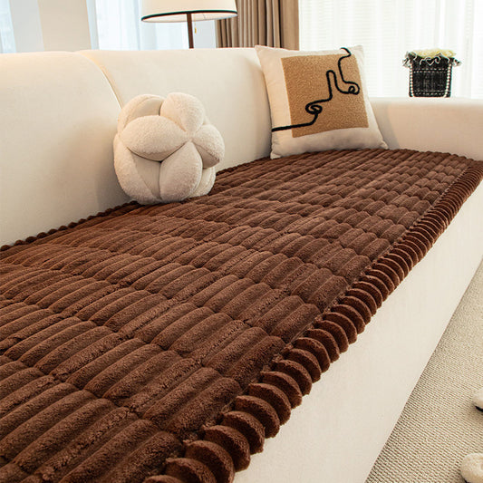 Corduroy Sofa Cushion Cover Plush Seat Pad