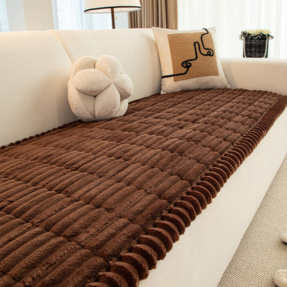 Corduroy Sofa Cushion Cover Plush Seat Pad