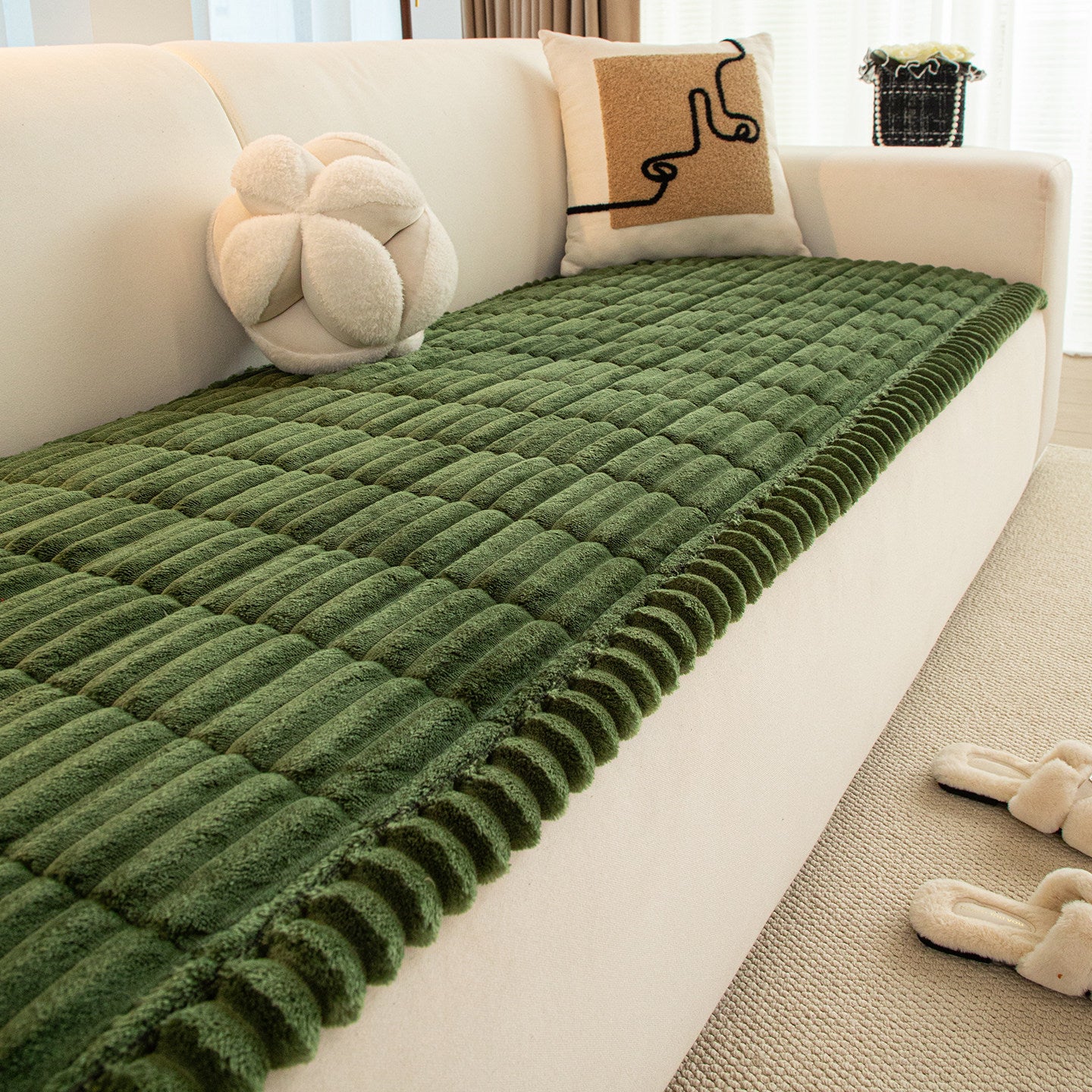 Corduroy Sofa Cushion Plush Non-Slip Simple Modern Cushion