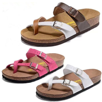 Cork and genuine leather beach sandals