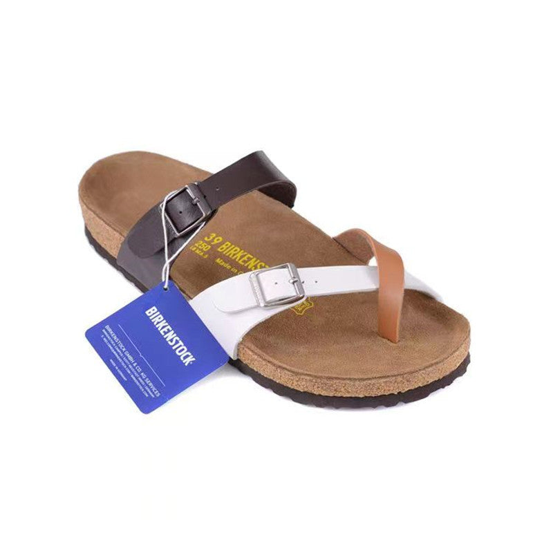 Cork and genuine leather beach sandals