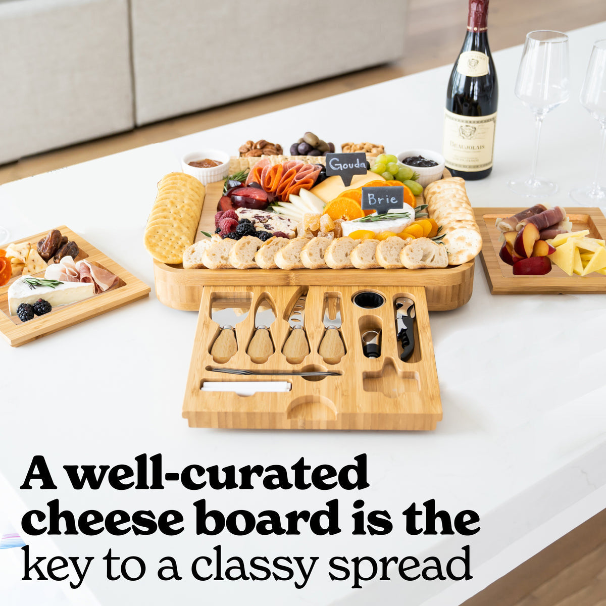 Cork four-drawer cheese board