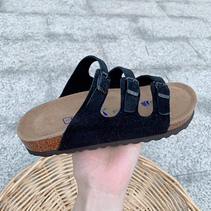 Cork Three-Bar Slide Sandals