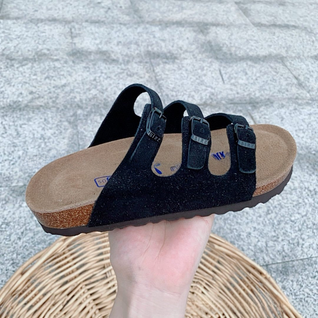 Cork Three-Bar Slide Sandals