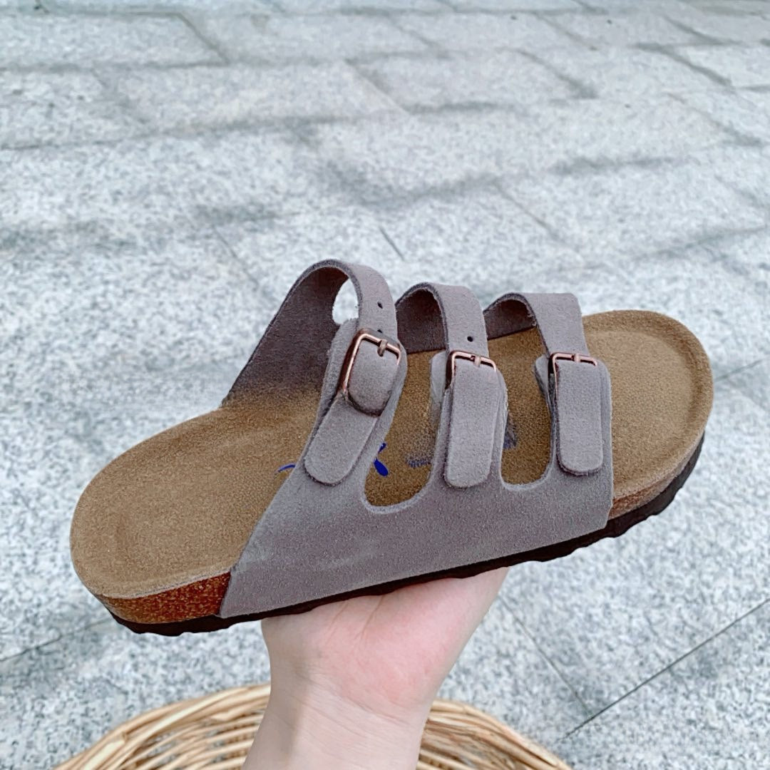 Cork Three-Bar Slide Sandals