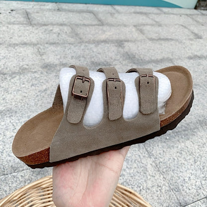 Cork Three-Bar Slide Sandals