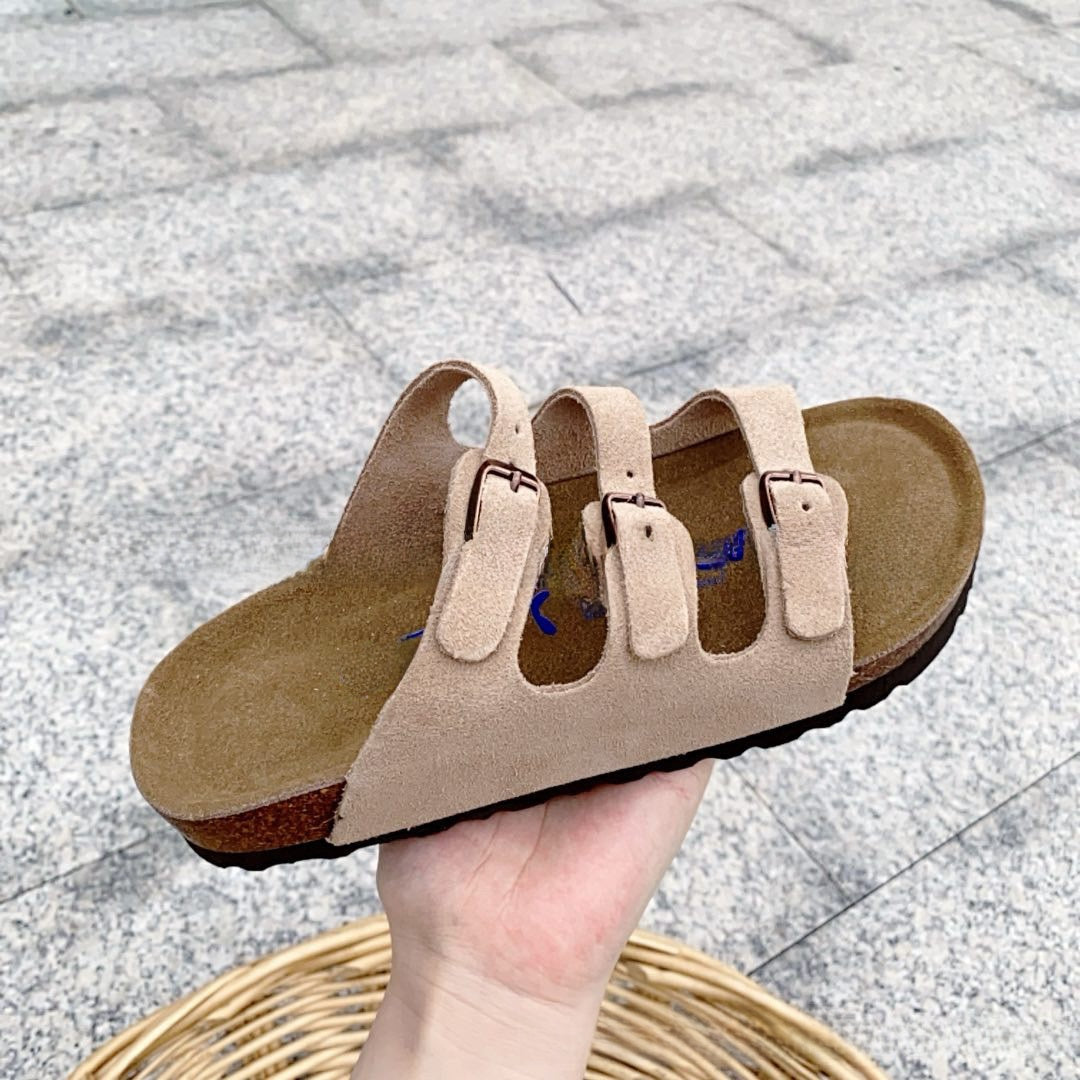 Cork Three-Bar Slide Sandals