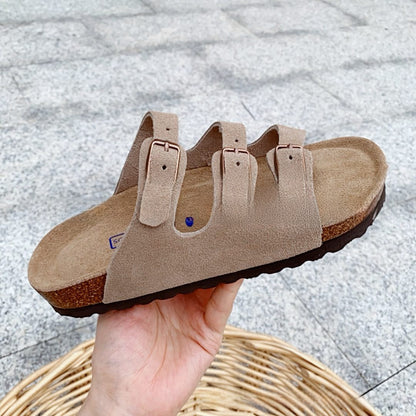 Cork Three-Bar Slide Sandals