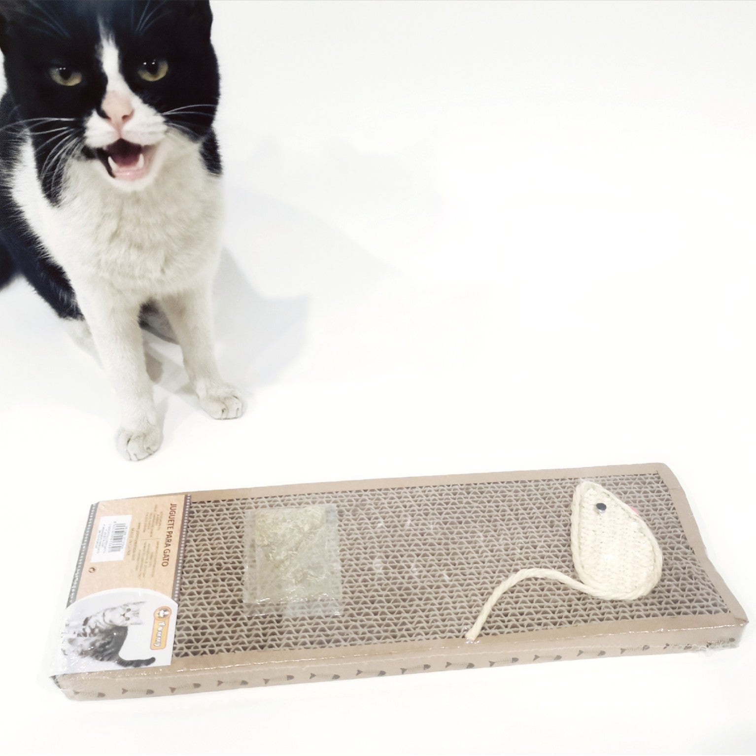 Corrugated Cat Scratching Pad with Mouse Design