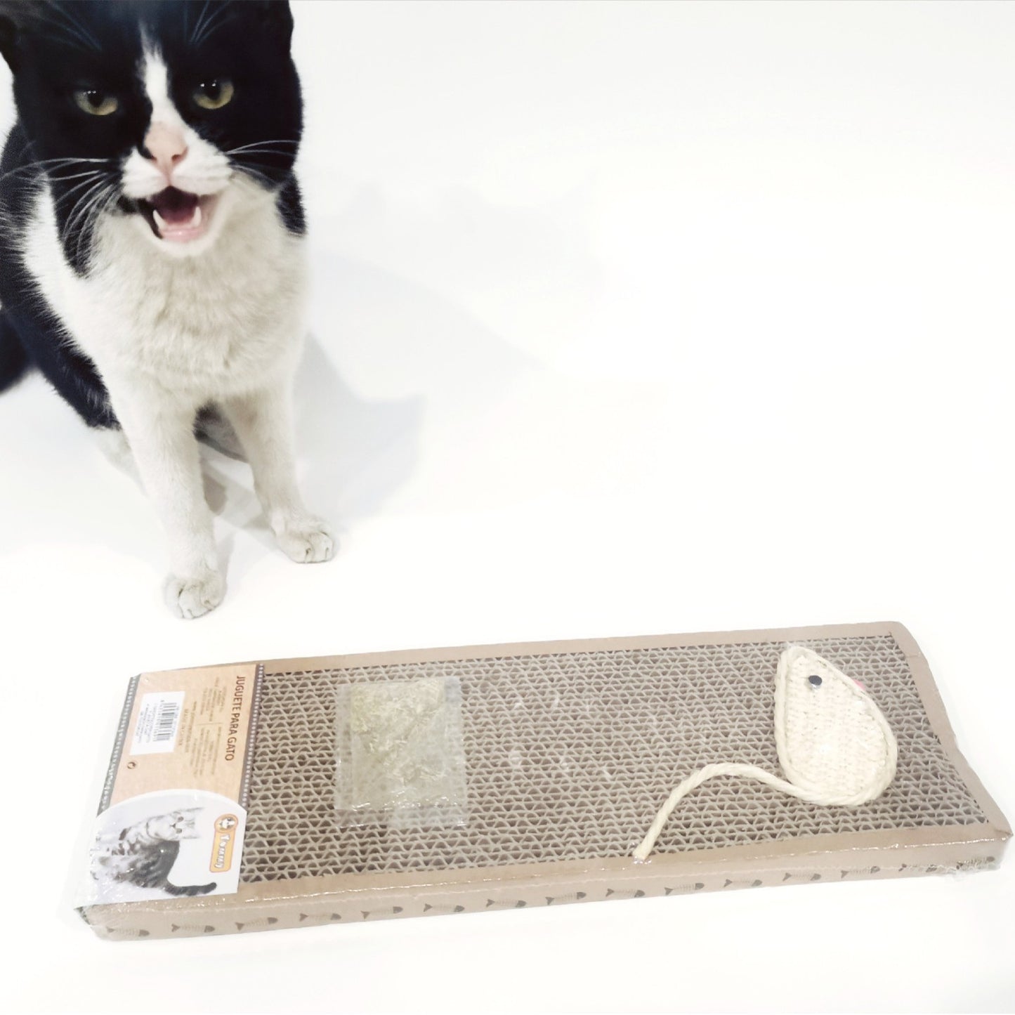 Corrugated Cat Scratching Pad with Mouse Design