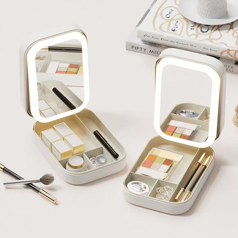 Cosmetic Bag with LED Light and Wheels